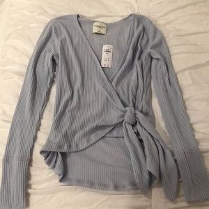 Abercrombie and Fitch wrap top, size S, light blue color NWT